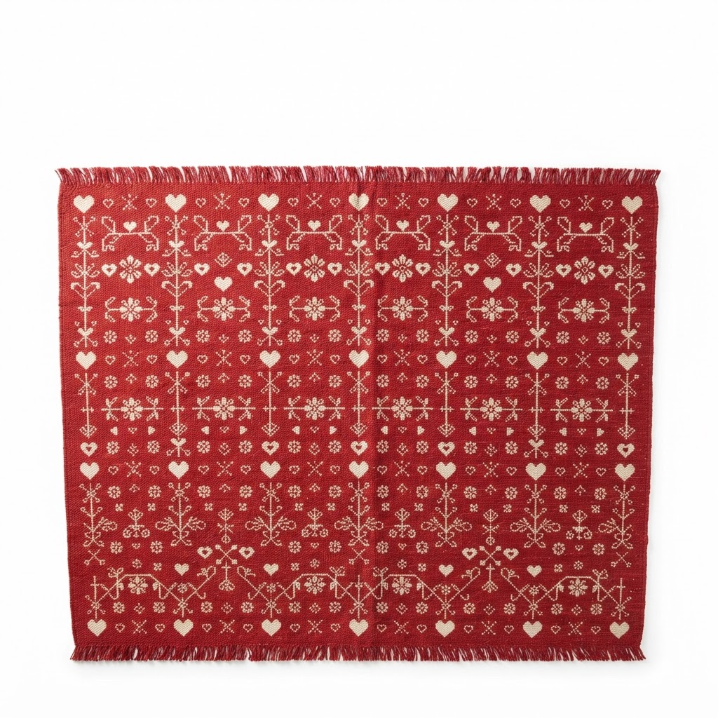 Red Patterned Cotton Rug