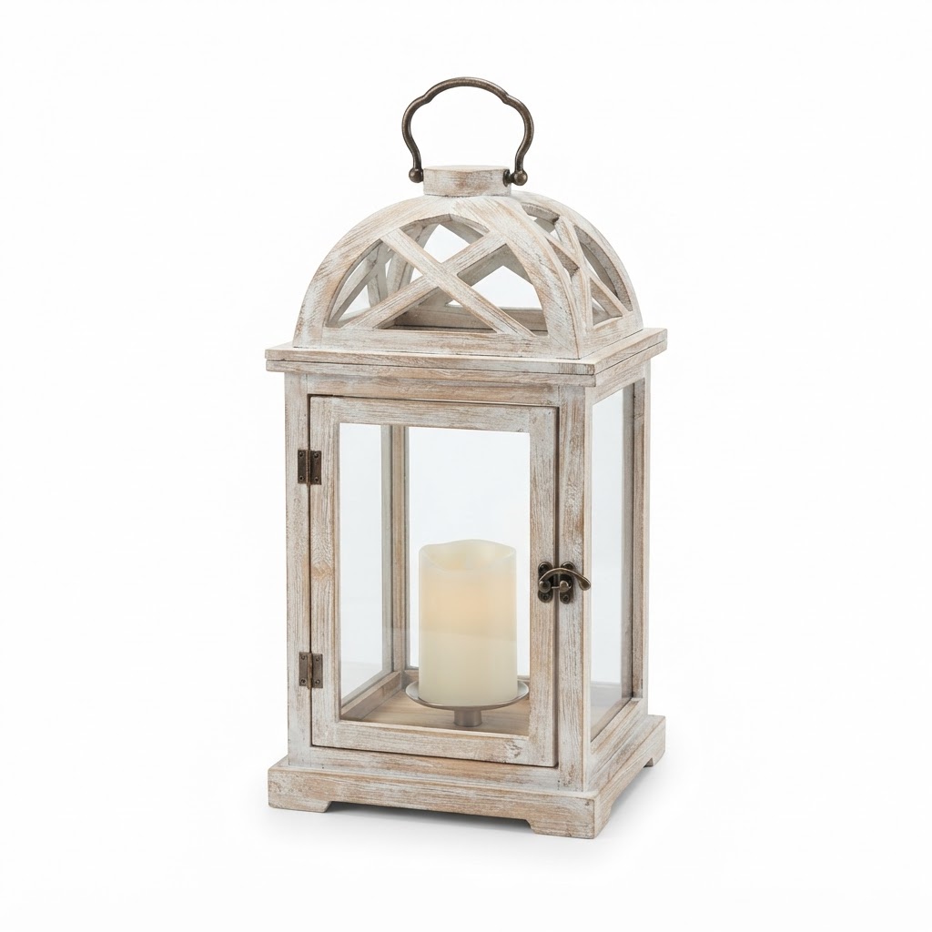 Whitewashed Wood Lantern