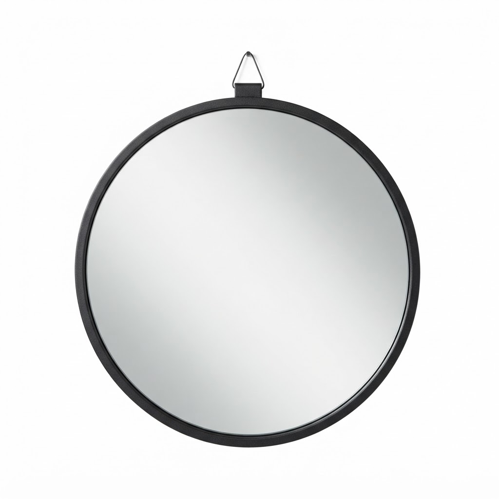 Matte Black Round Mirror