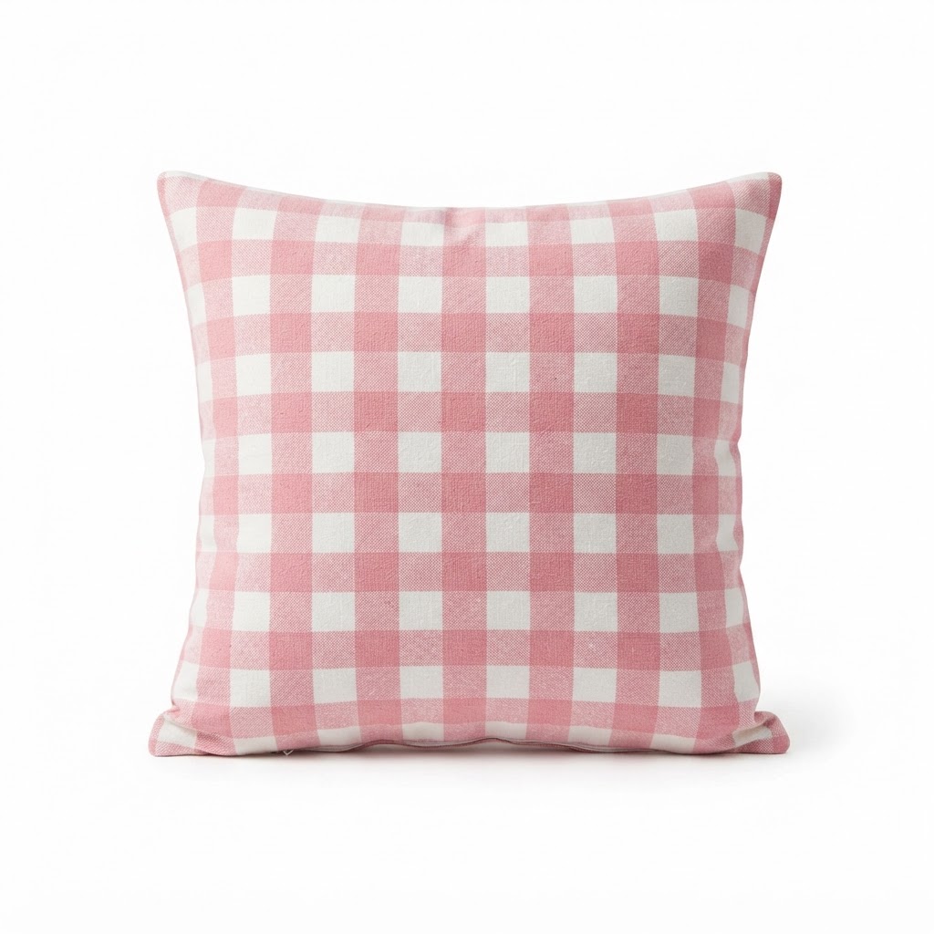 Valentine's Day Pink Gingham Accent Pillow