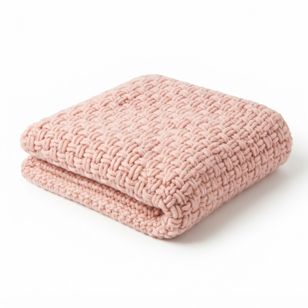 Blush Pink Knit Throw Blanket