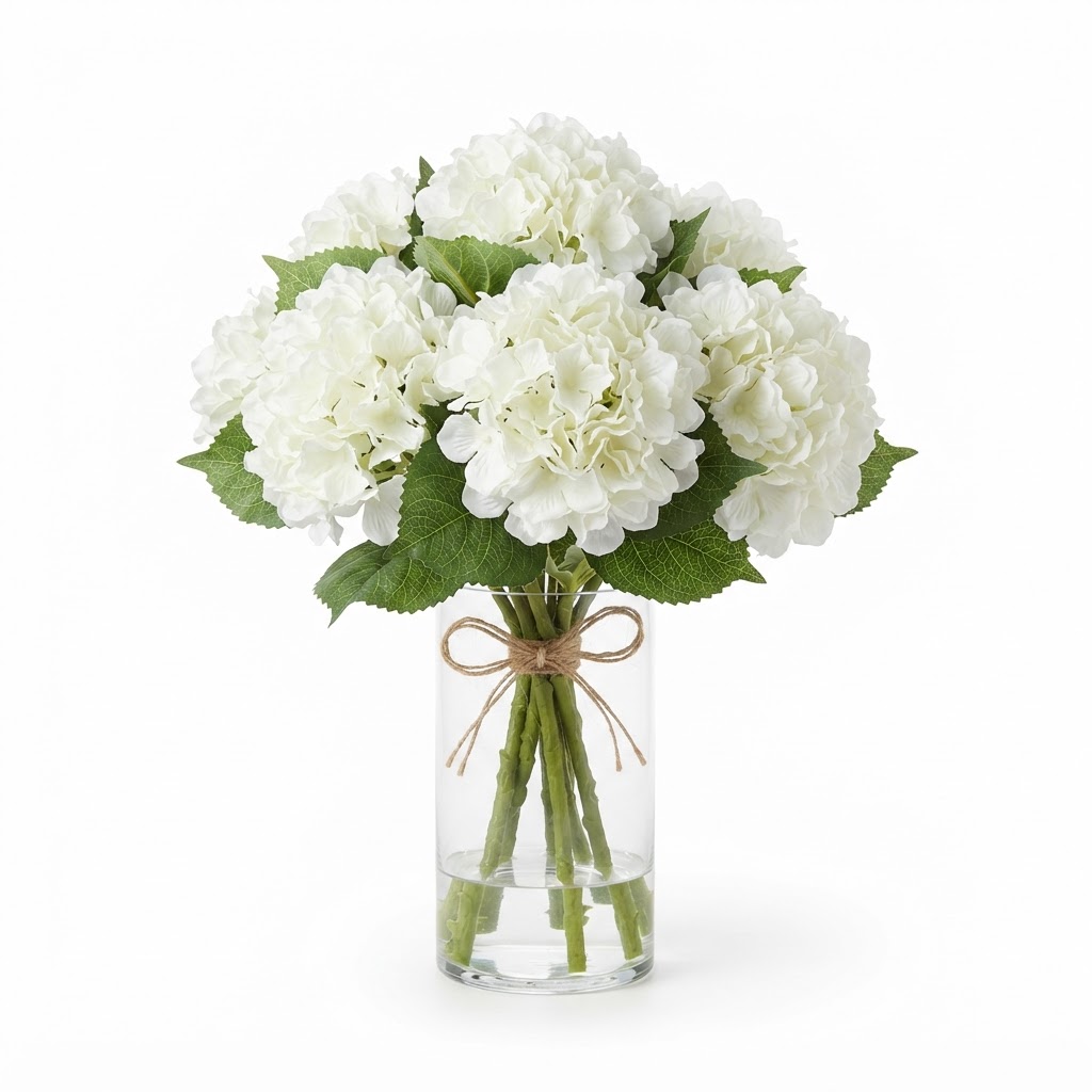 Faux White Hydrangea Bouquet