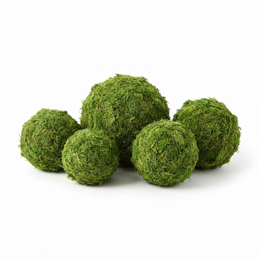 Spring Faux Moss Decorative Sphere Set