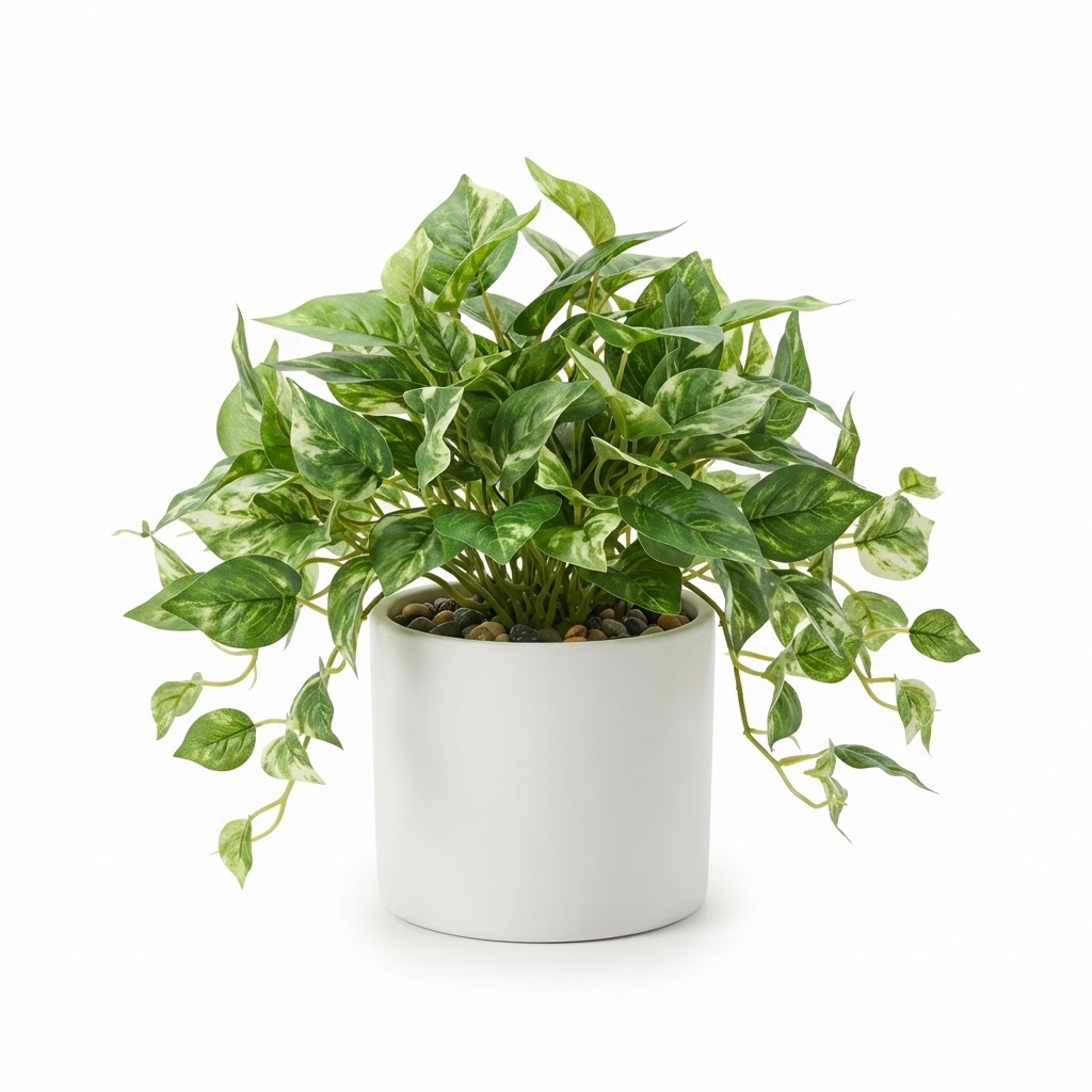 White Potted Faux Pothos