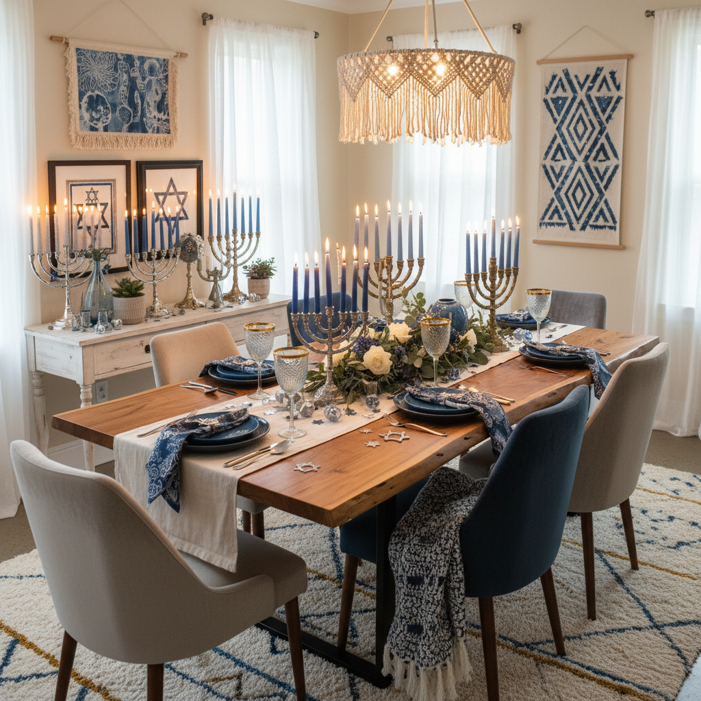 Boho Hanukkah Dining Room