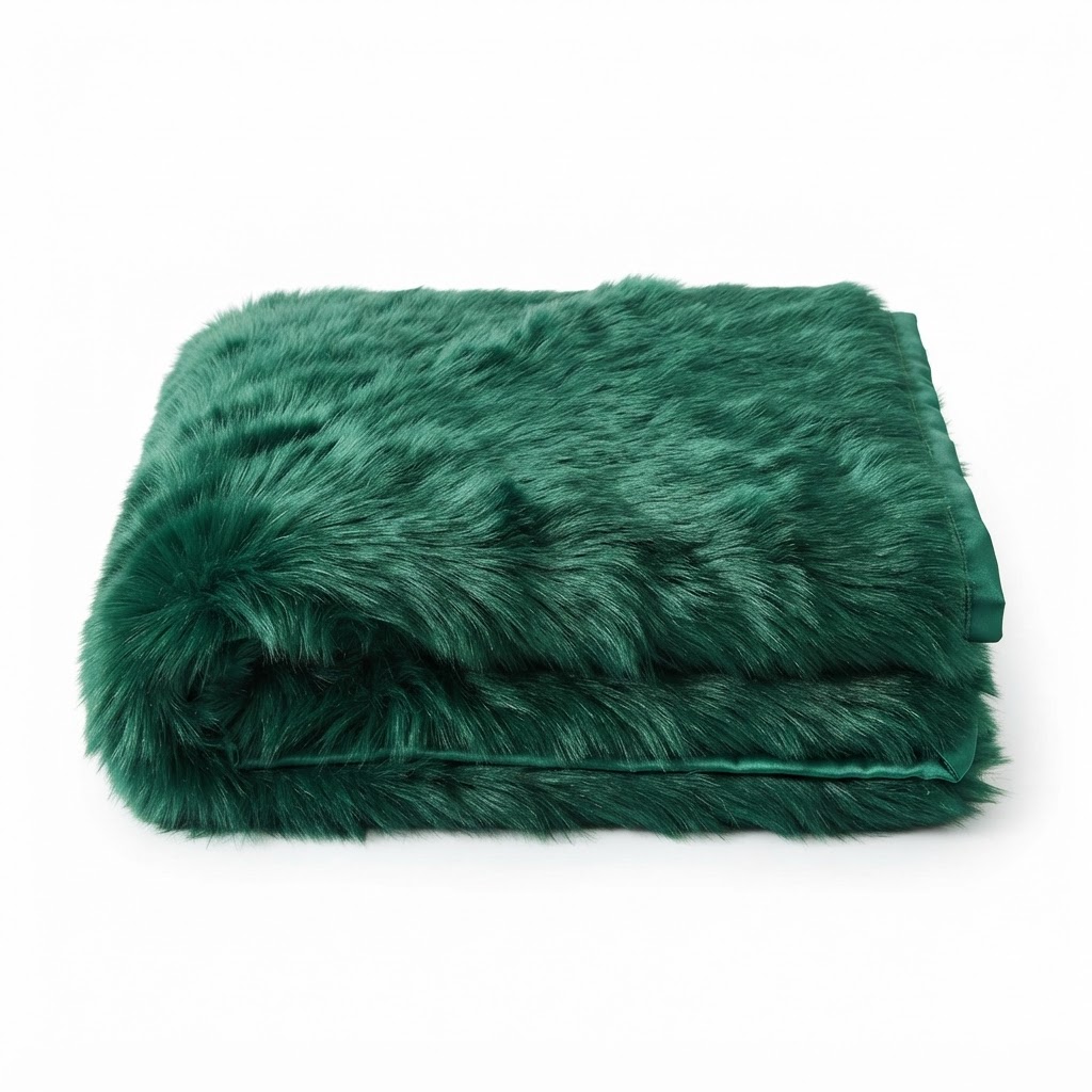 Faux Fur Emerald Throw Blanket