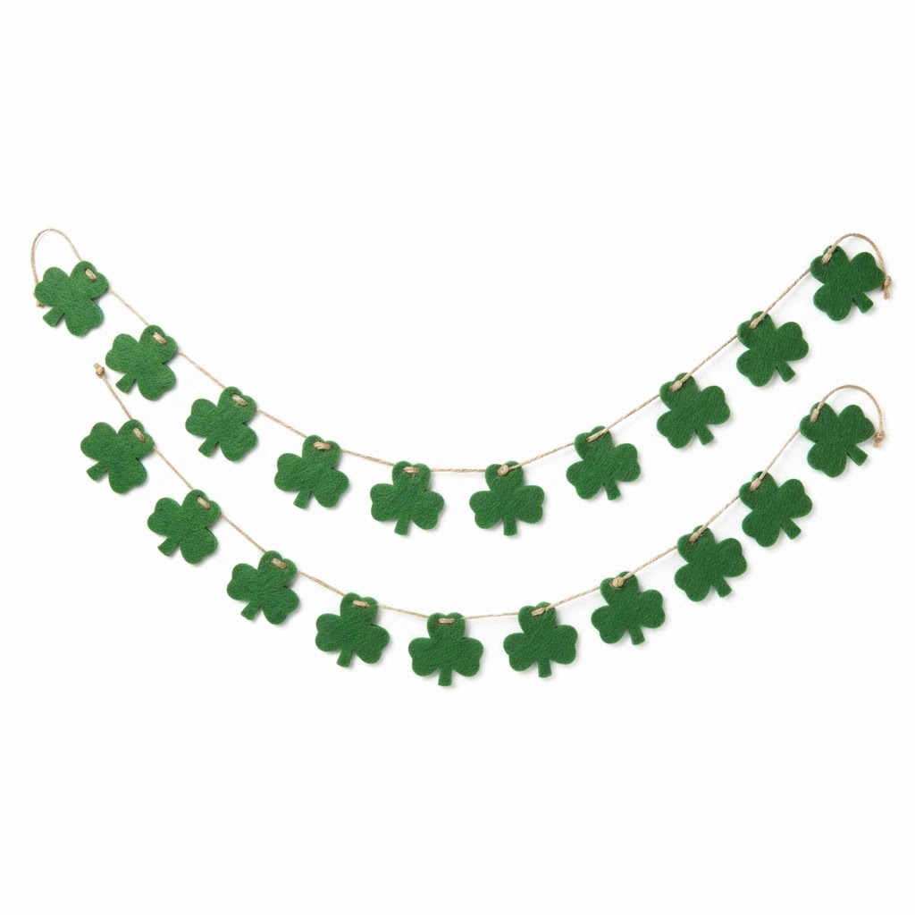 St. Patrick's Green Shamrock Felt Garland