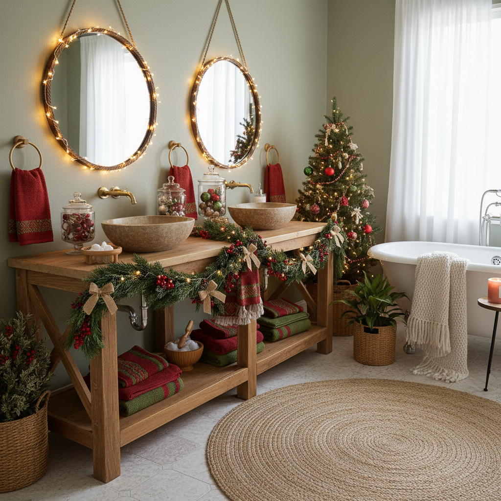 Boho Christmas Master Bathroom