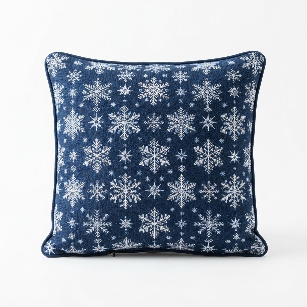 Blue Snow Flake Throw Pillows