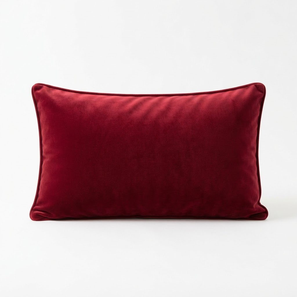 Deep Red Velvet Lumbar Pillow