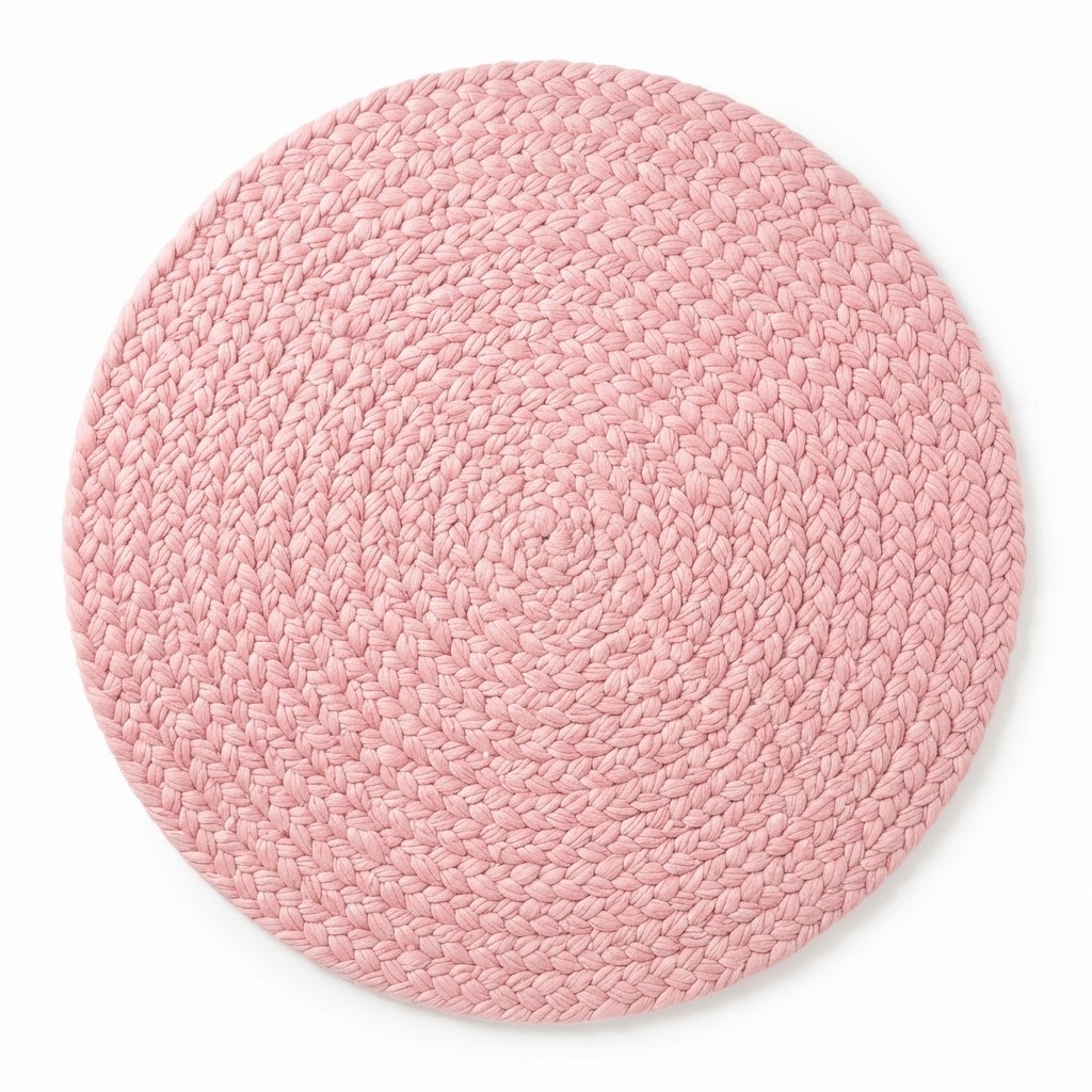 Transitional Braided Pink Cotton Area Rug