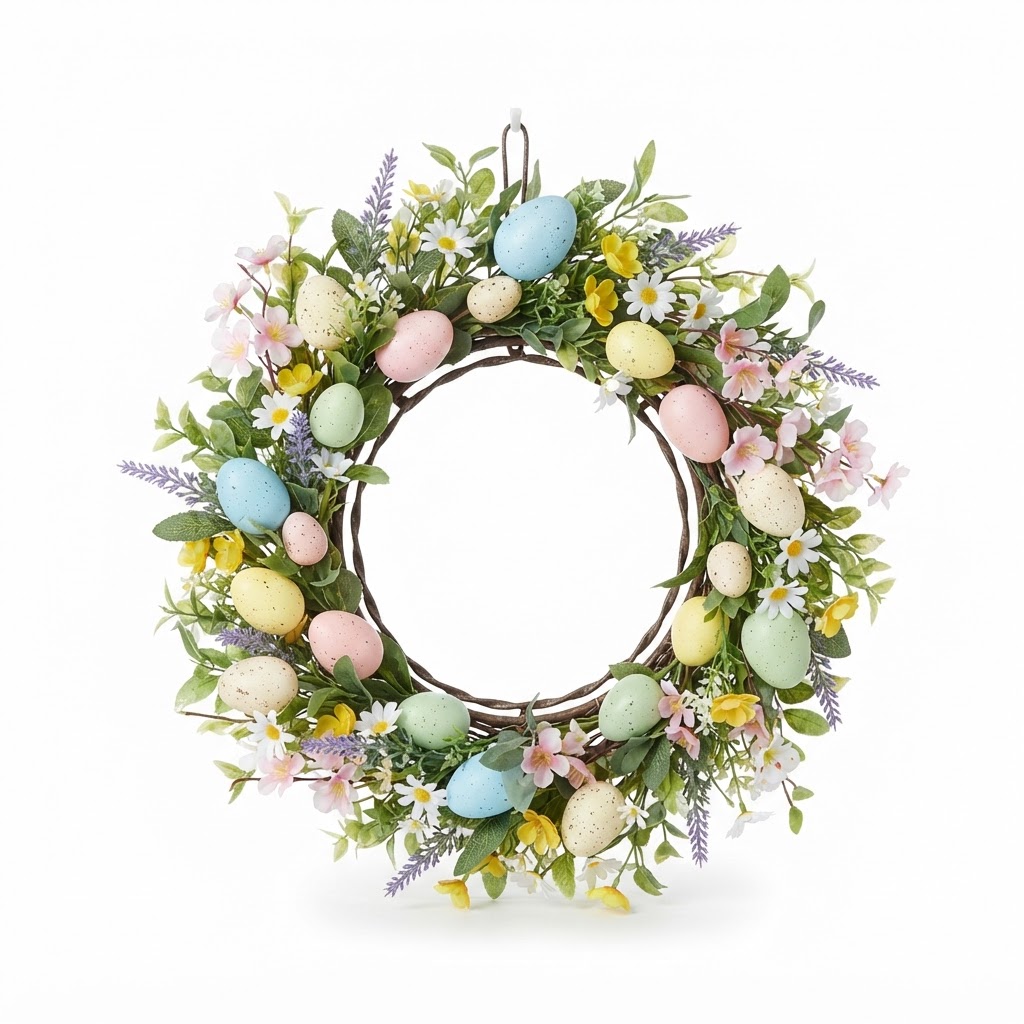 Spring Floral Easter Egg Wreath