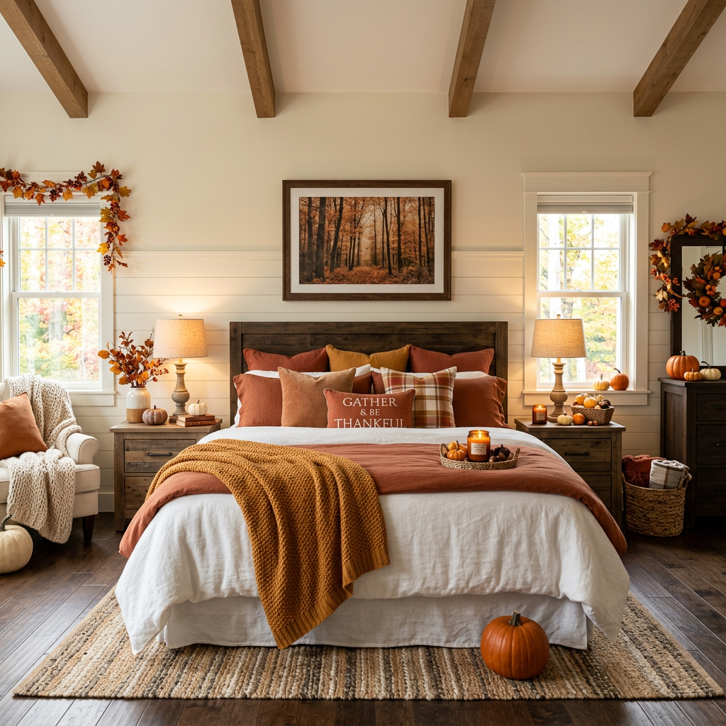 Farmhouse Fall Master Bedroom