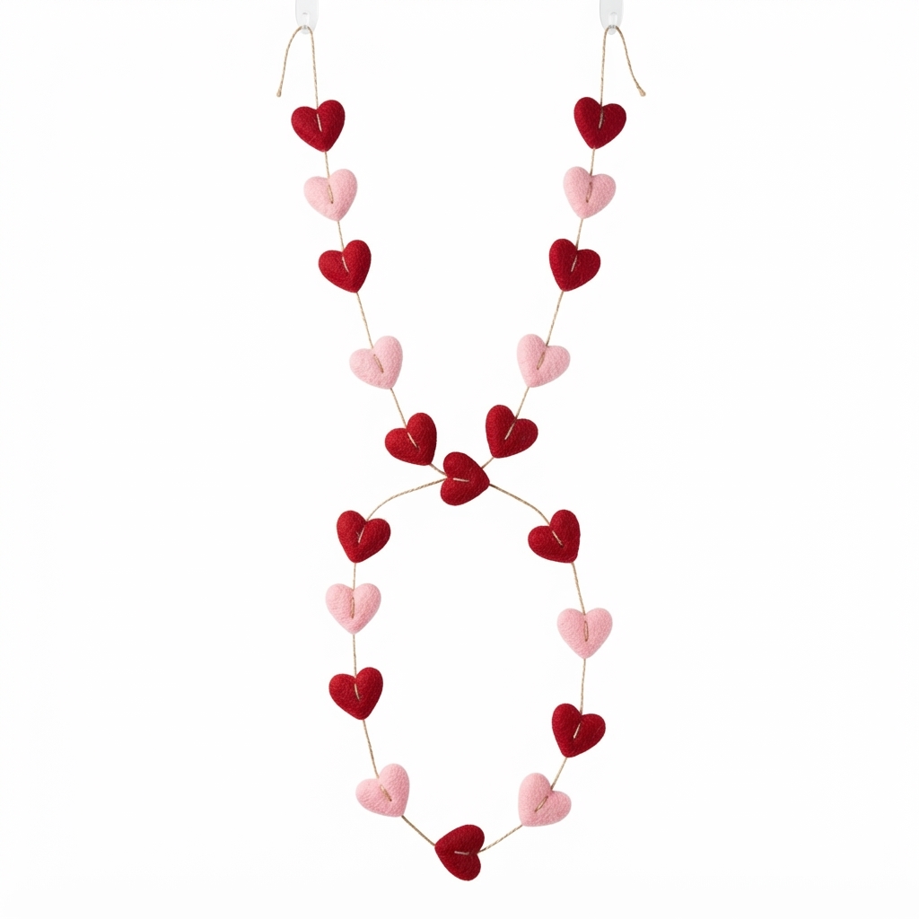 Valentine Felt Red and Pink Heart Garland