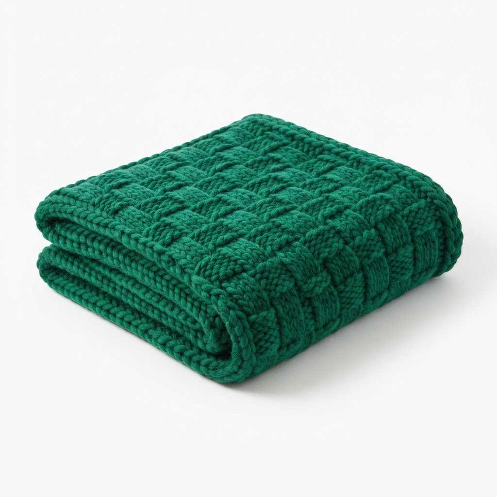 Emerald Green Knit Throw Blanket