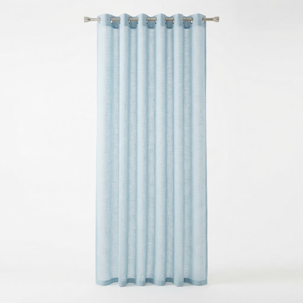 Soft Blue Sheer Linen Curtains