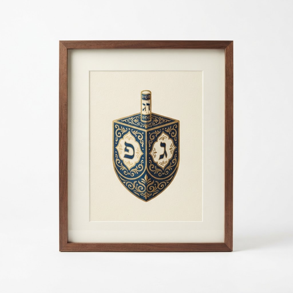 Framed Dreidel Wall Art