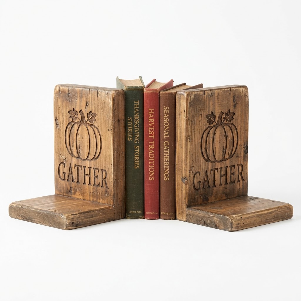 Distressed Wood Bookends