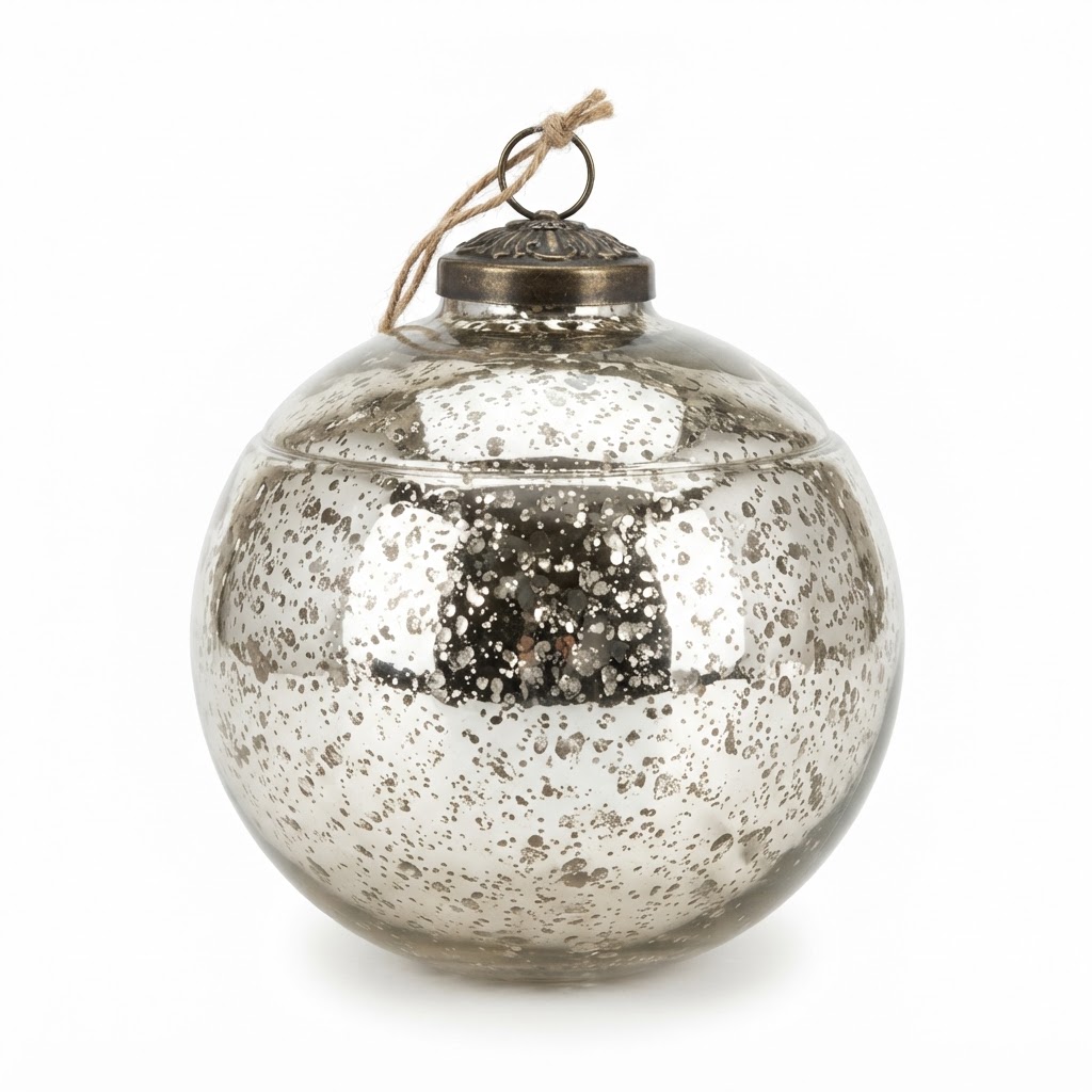 Mercury Glass Christmas Ornament Bowl