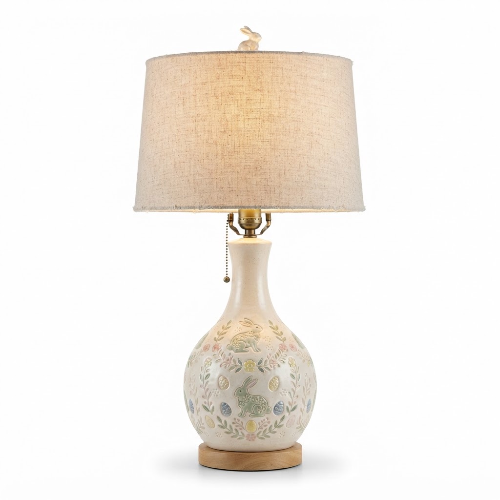 Ceramic Table Lamp with Linen Shade