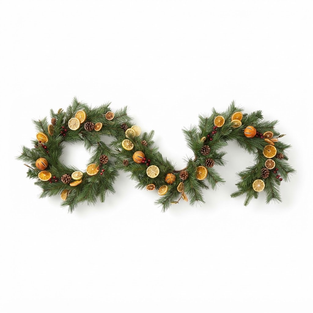 Holiday Pine and Citrus Greenery Garland