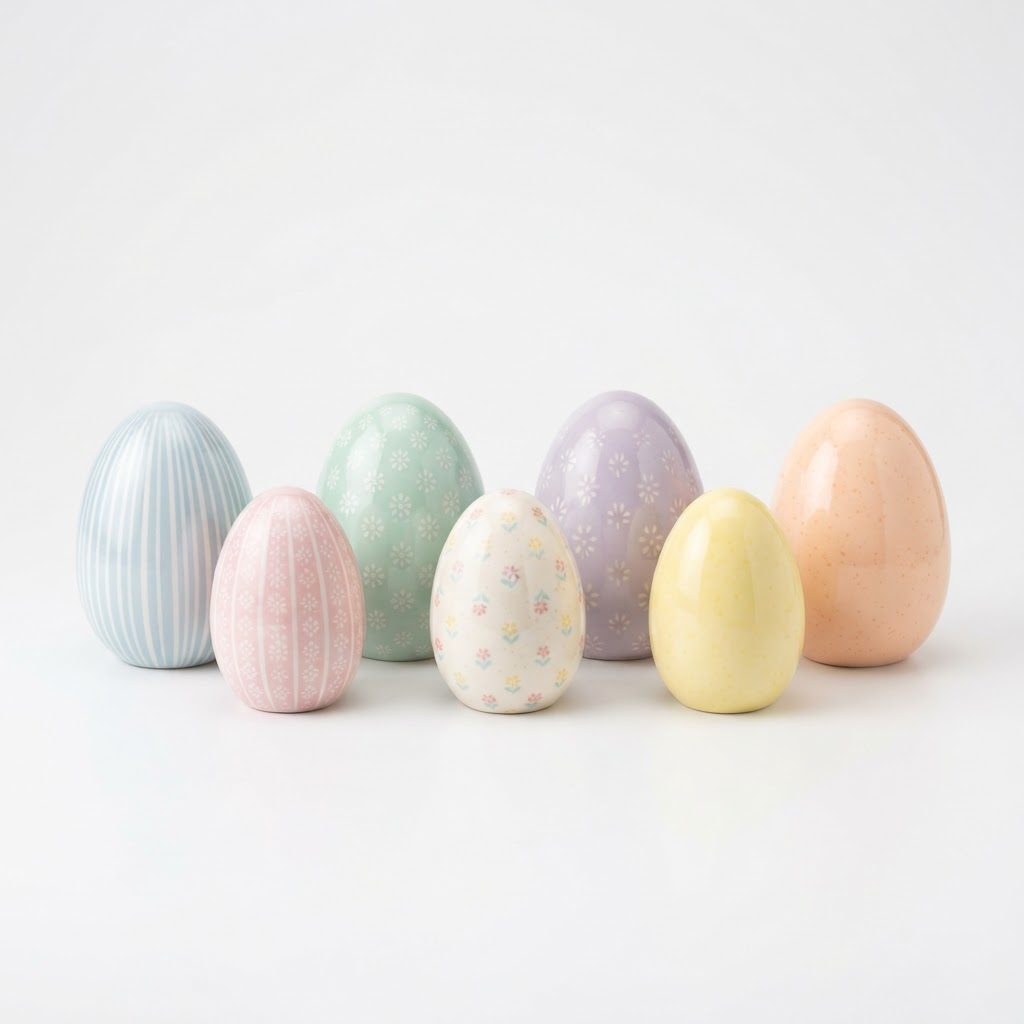 Transitional Pastel Ceramic Egg Set
