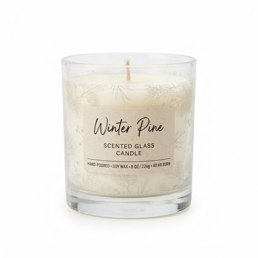 Winter Pine Scented Glass Candle