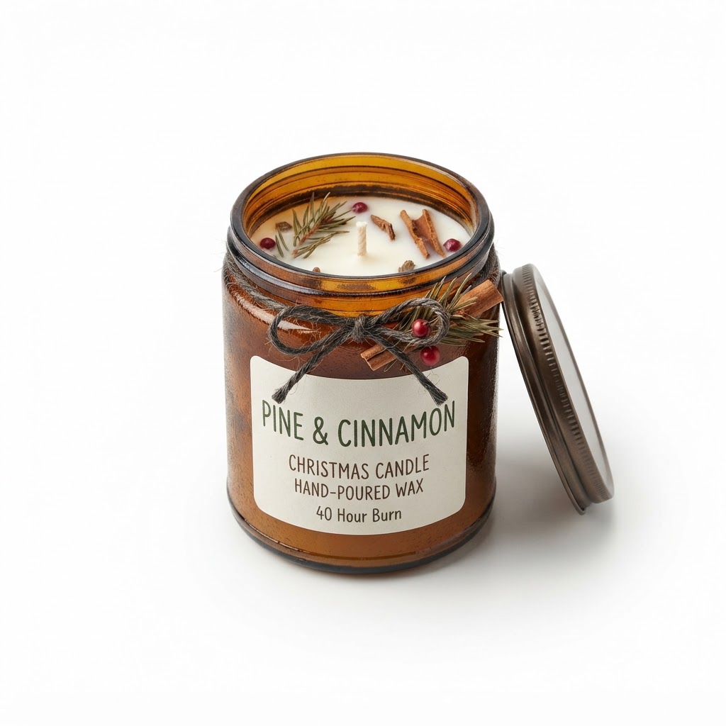 Pine and Cinnamon Christmas Candle