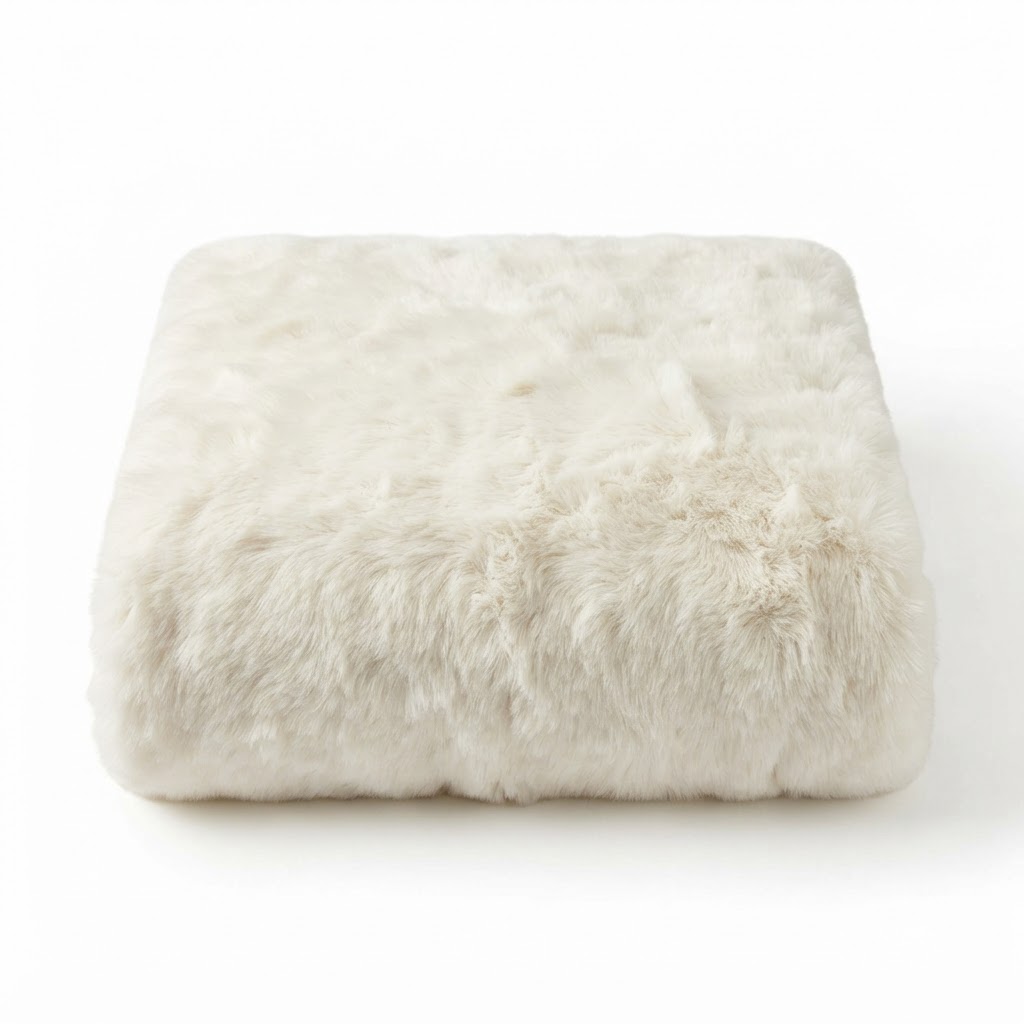 Winter White Faux Fur Throw Blanket