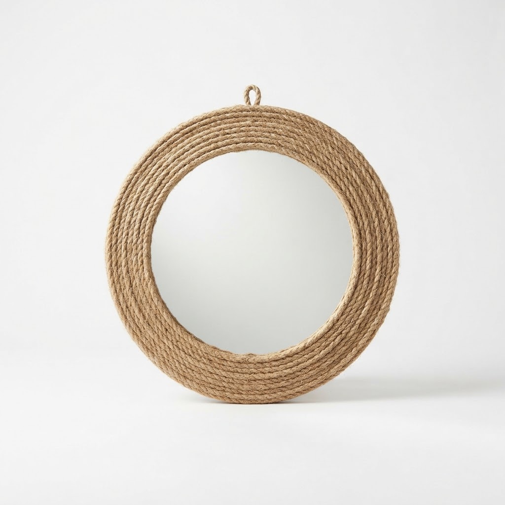 Natural Jute Wrapped Round Mirror