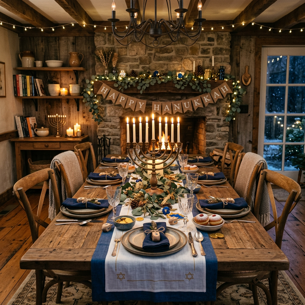 Rustic Hanukkah Dining Room