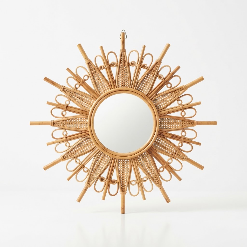 Rattan Sunburst Wall Mirror