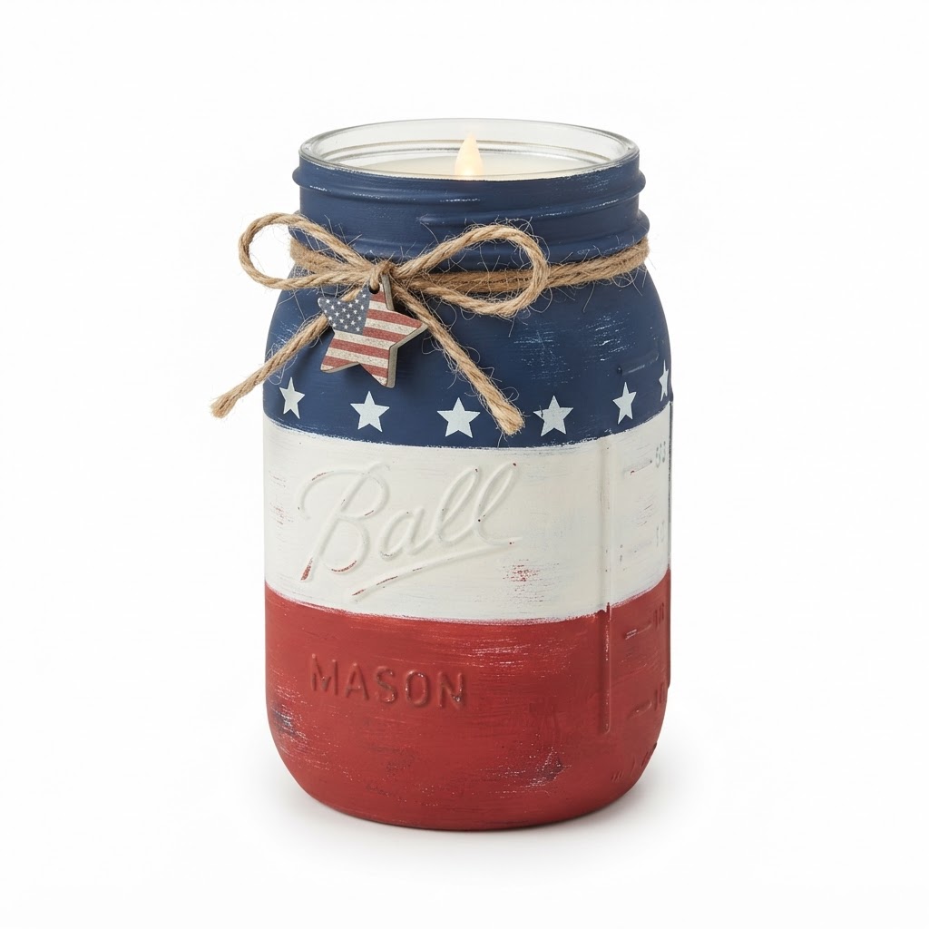 Mason Jar Patriotic Candle Holder