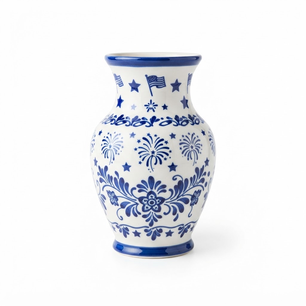 Ceramic Blue and White Vase