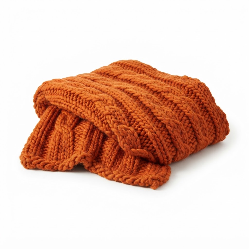 Transitional Burnt Orange Chunky Knit Throw