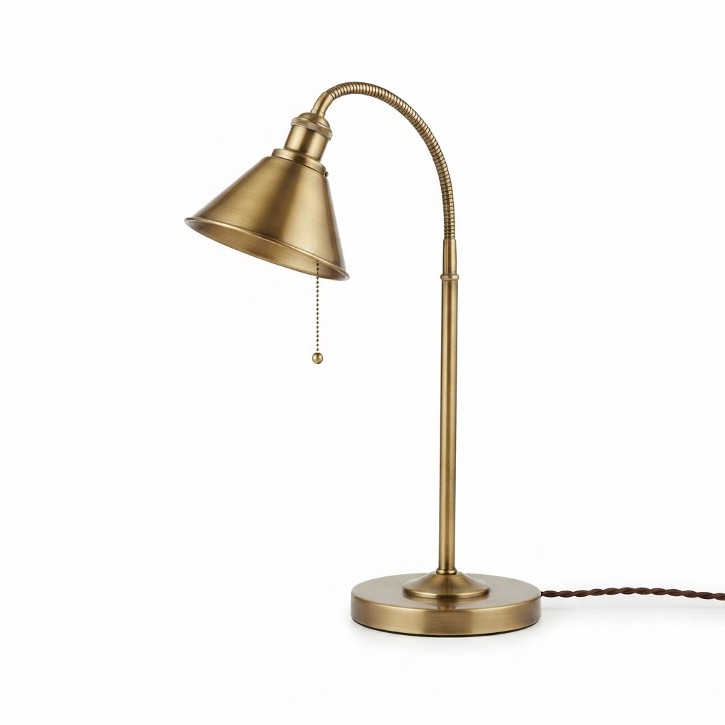 Transitional Brass Gooseneck Desk Lamp