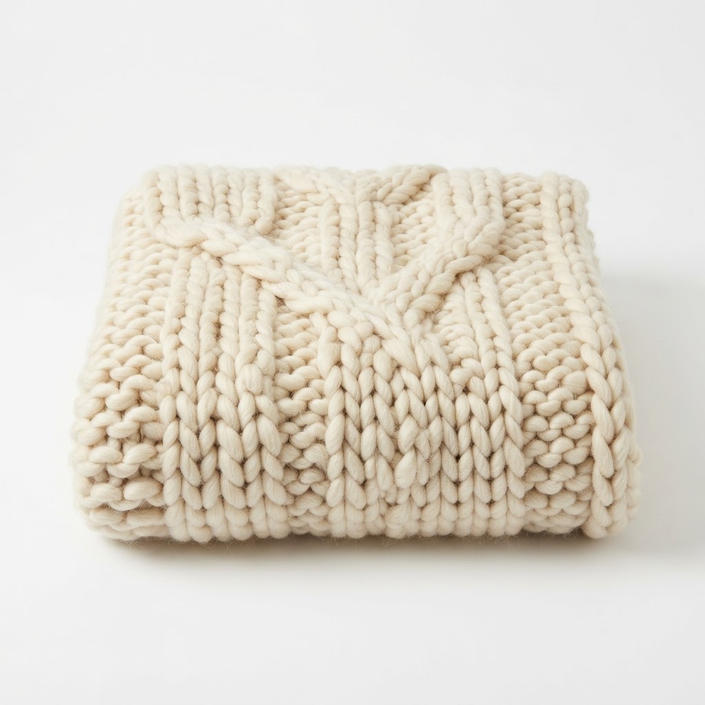 Winter Chunky Knit Wool Throw