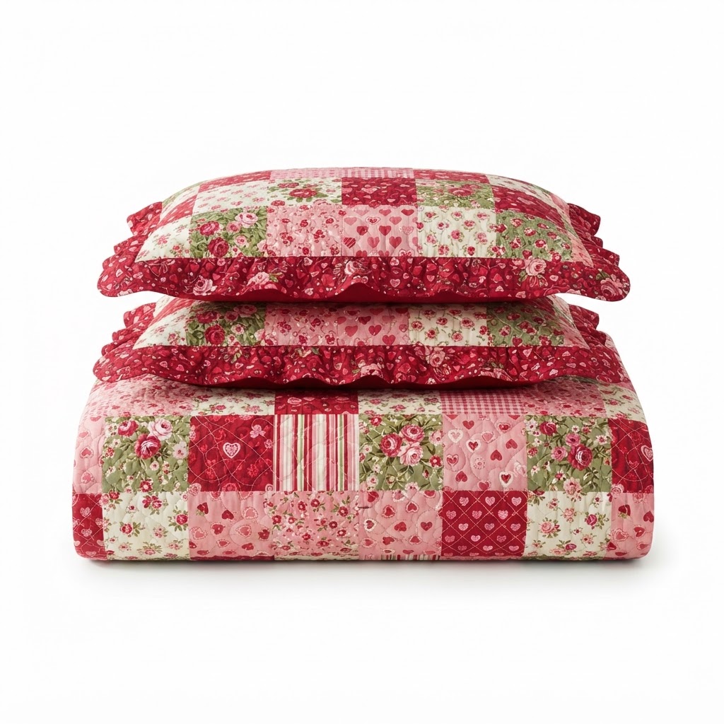Floral Patchwork Cotton Quilt Set
