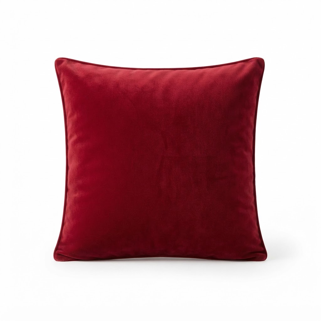 Transitional Deep Red Velvet Throw Pillow