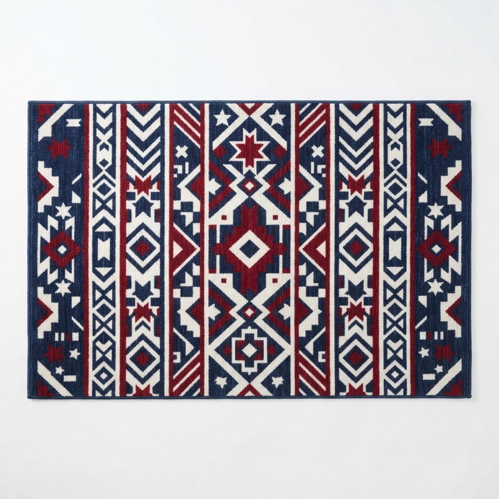 Geo-Pattern Wool Blend Rug