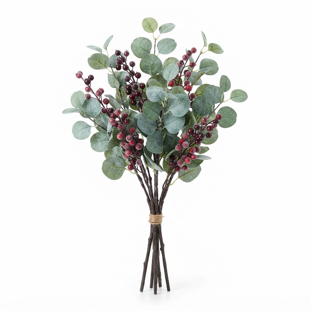 Winter Faux Eucalyptus and Berry Stems