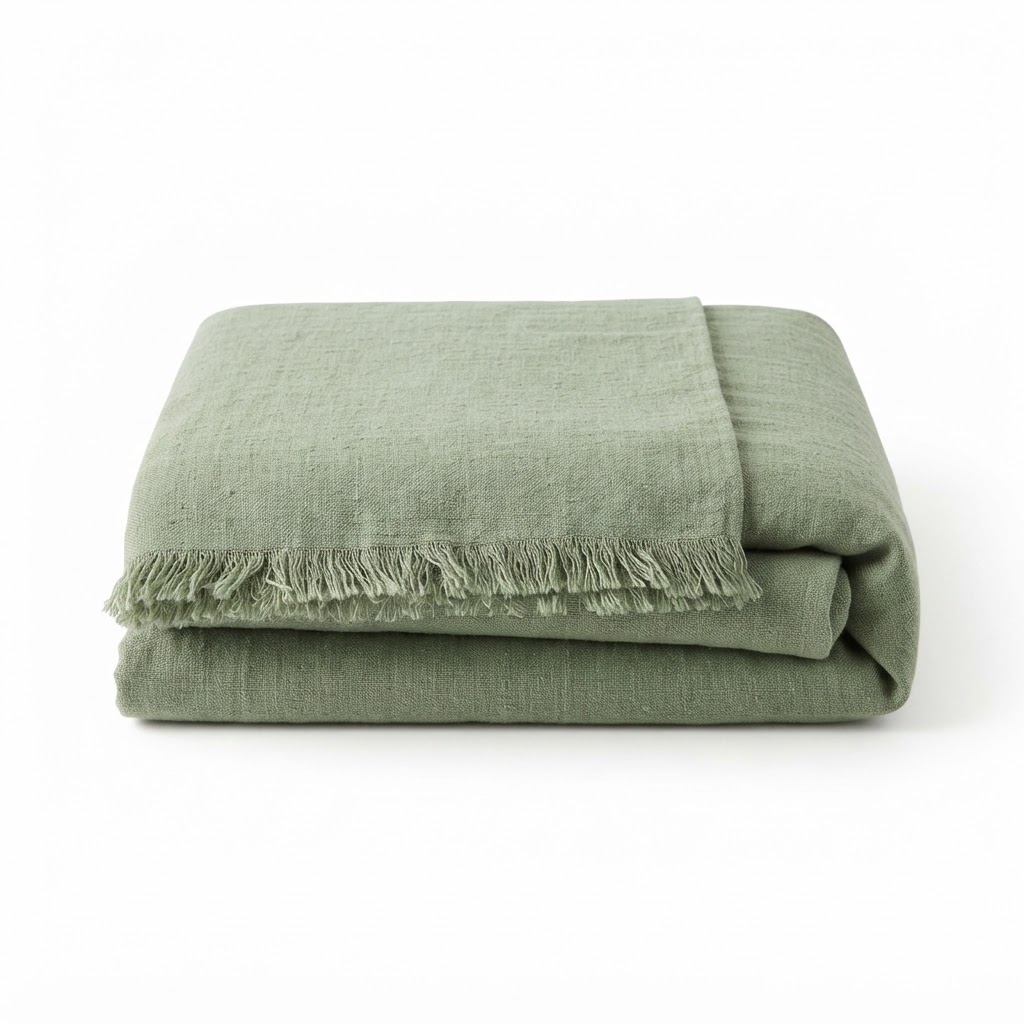 Linen Sage Green Throw Blanket