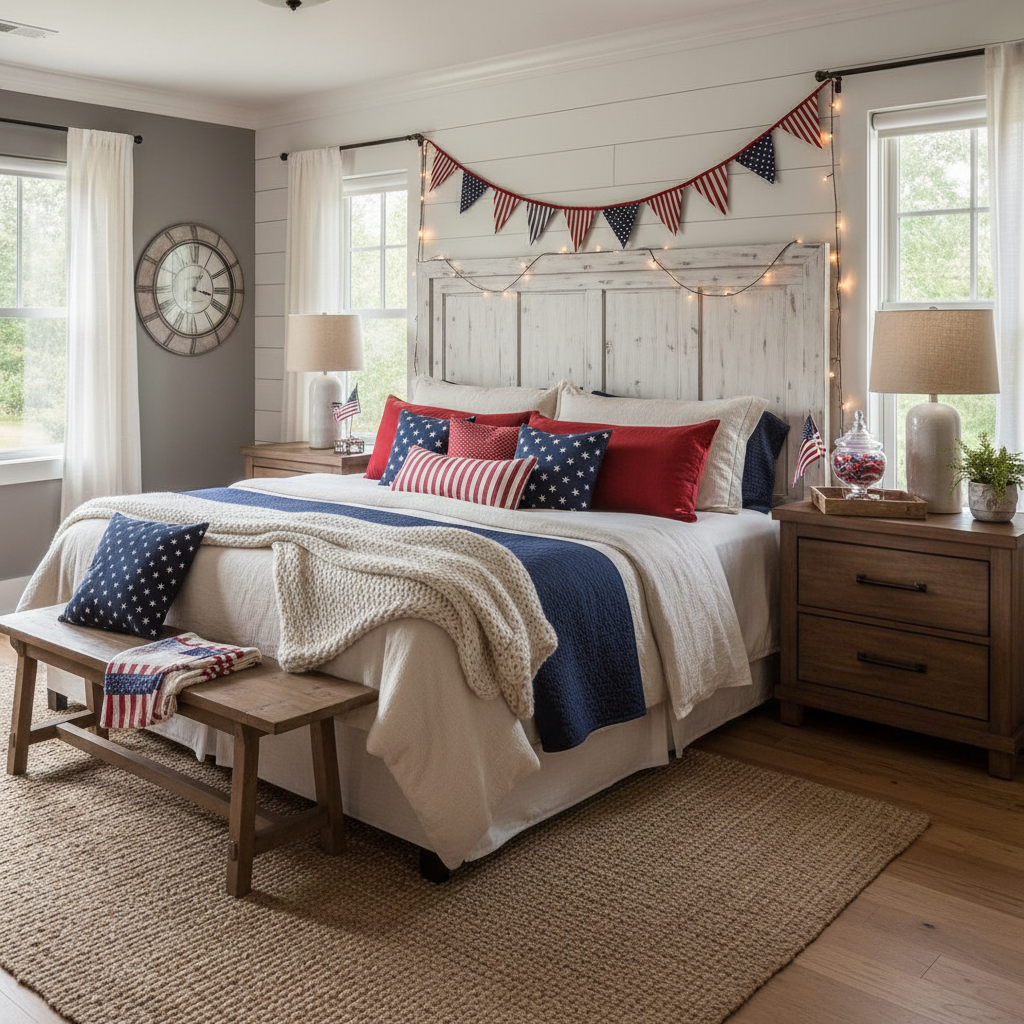 Modern Farmhouse Independence Day (4th of July) Master Bedroom