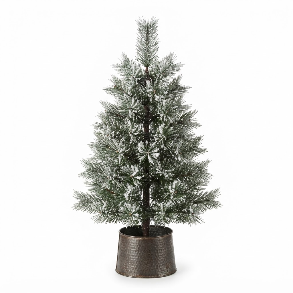 Winter Frosted Pine Tabletop Trees