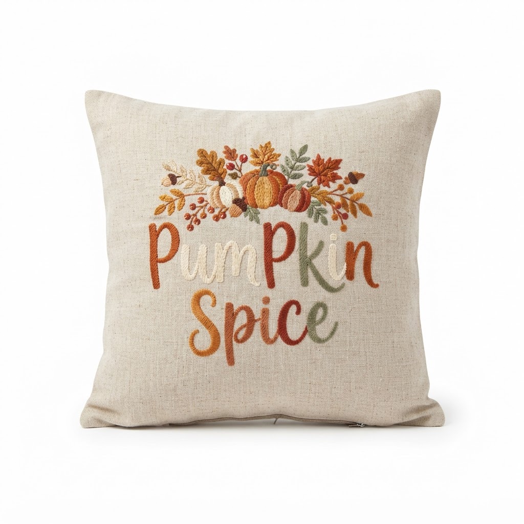 Pumpkin Spice Embroidered Pillow