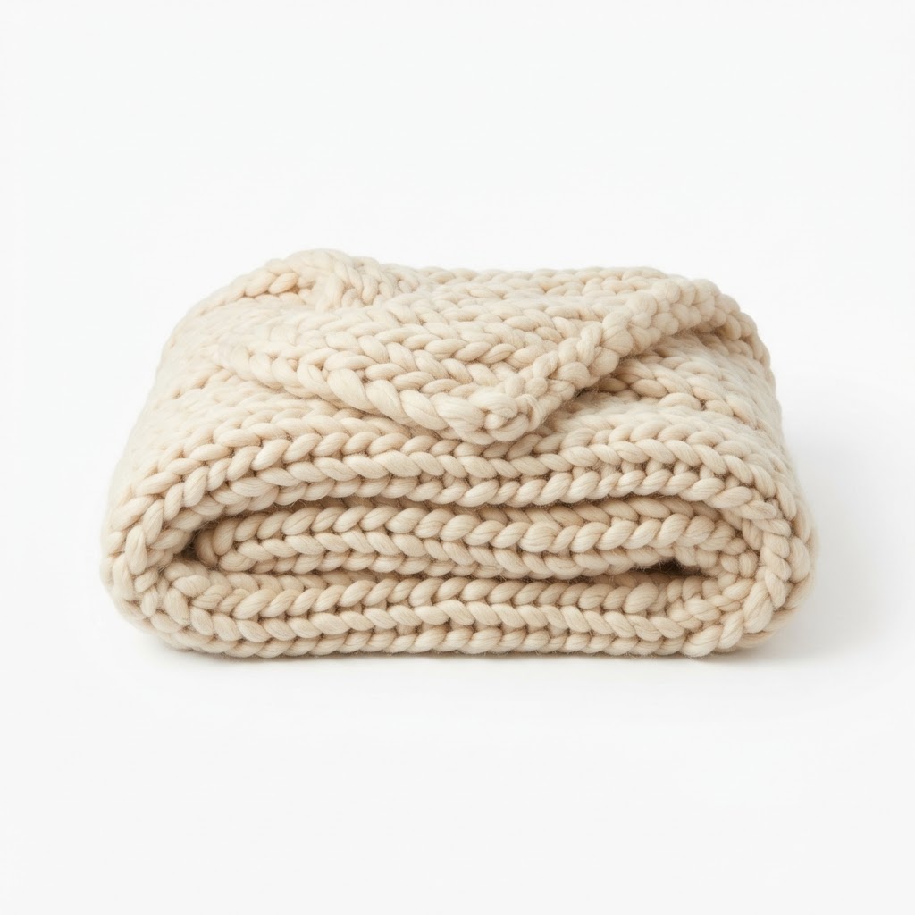 Cream Chunky Knit Throw