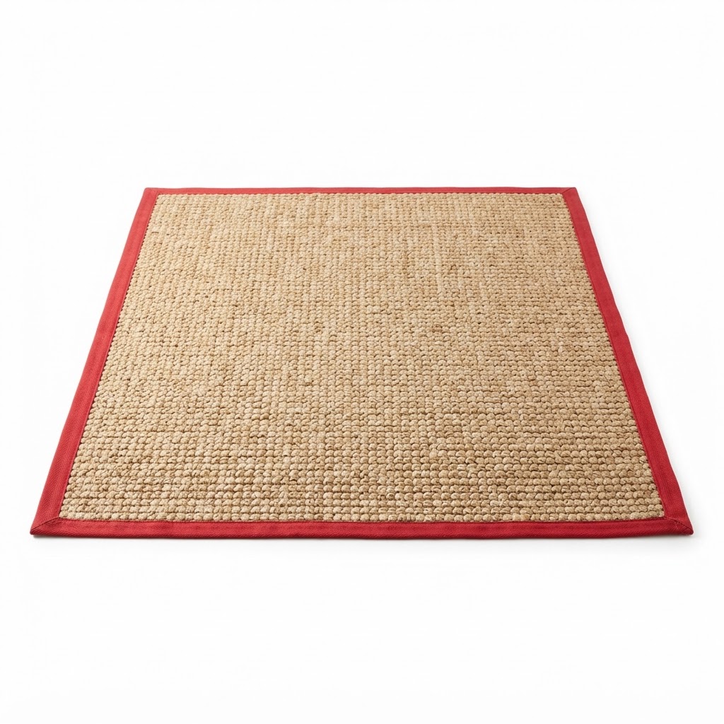 core Woven Jute Area Rug with Red Border