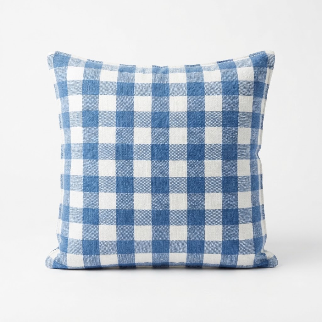 Blue Plaid Accent Pillow