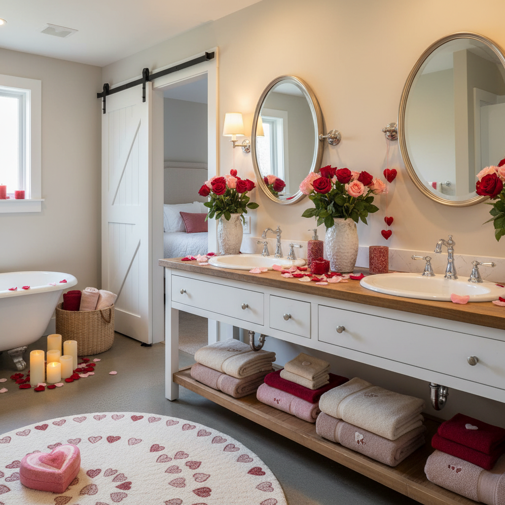 Modern Farmhouse Valentine's Day Master Bathroom