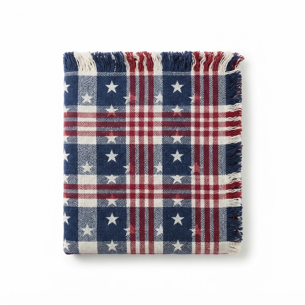 American Flag Plaid Throw Blanket
